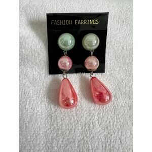 Fashion Earrings Three Beaded Muted Pastels Dangle Earrings New